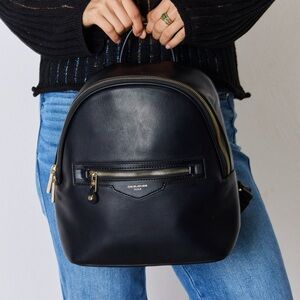 David Jones PU Leather Backpack, in Black